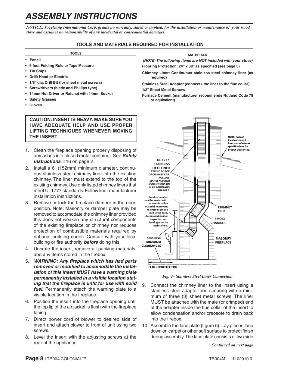 Assembly instructions | Vogelzang TR004 User Manual | Page 8 / 18