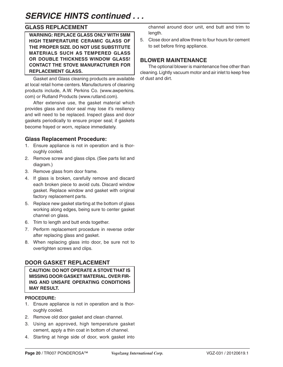 Service hints continued | Vogelzang TR007 User Manual | Page 20 / 26