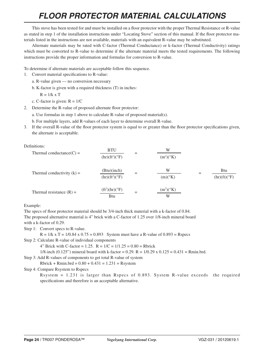 Floor protector material calculations | Vogelzang TR007 User Manual | Page 24 / 26