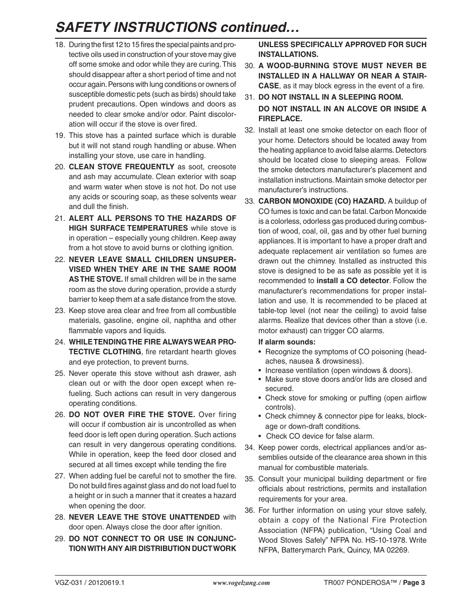 Safety instructions continued | Vogelzang TR007 User Manual | Page 3 / 26