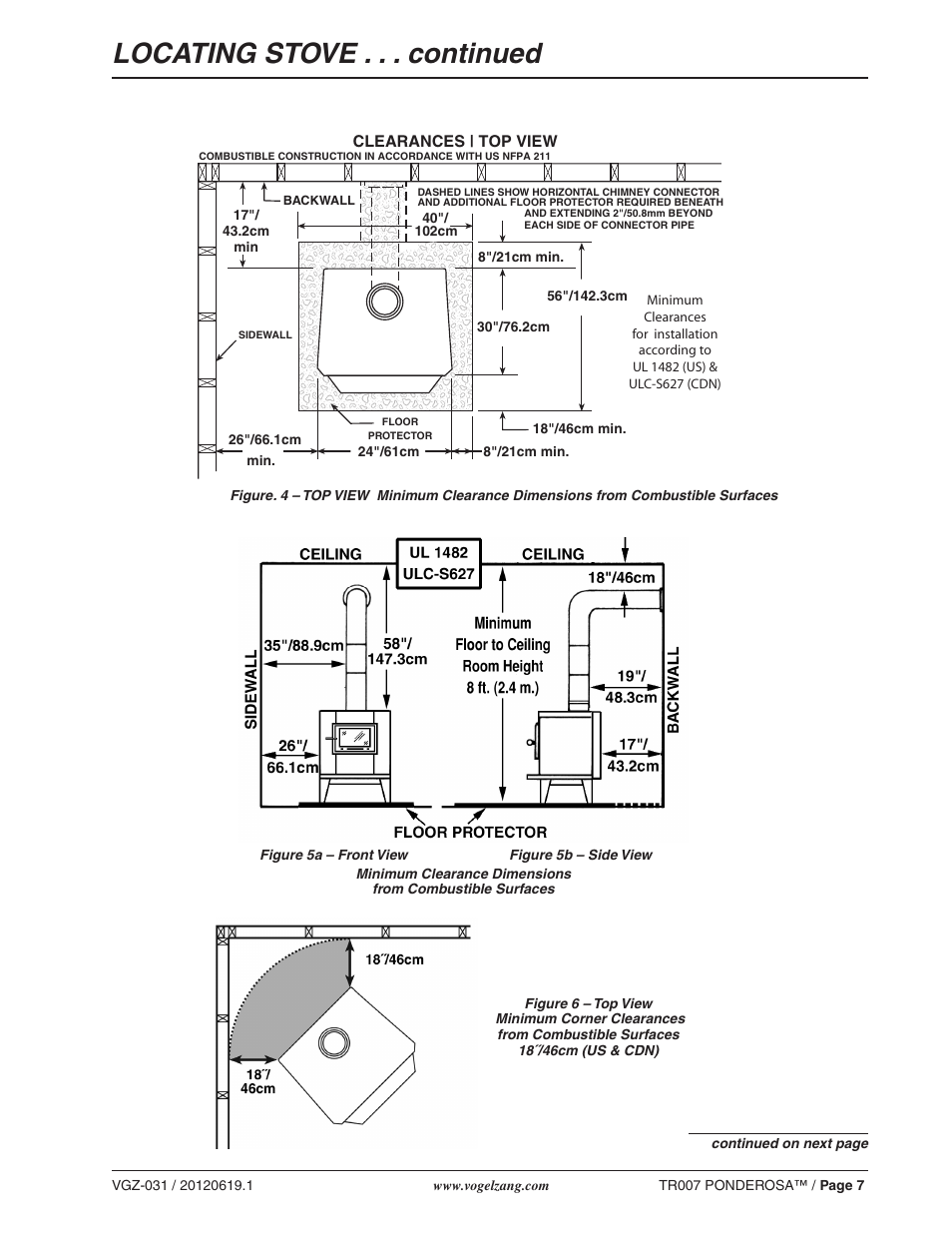 Locating stove . . . continued | Vogelzang TR007 User Manual | Page 7 / 26