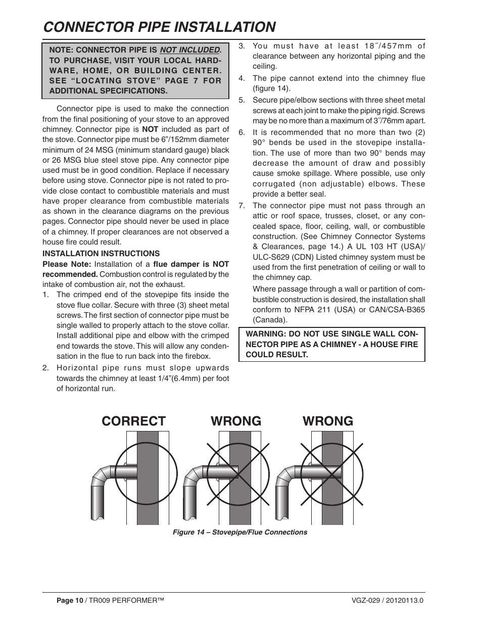 Connector pipe installation | Vogelzang TR009 User Manual | Page 10 / 24