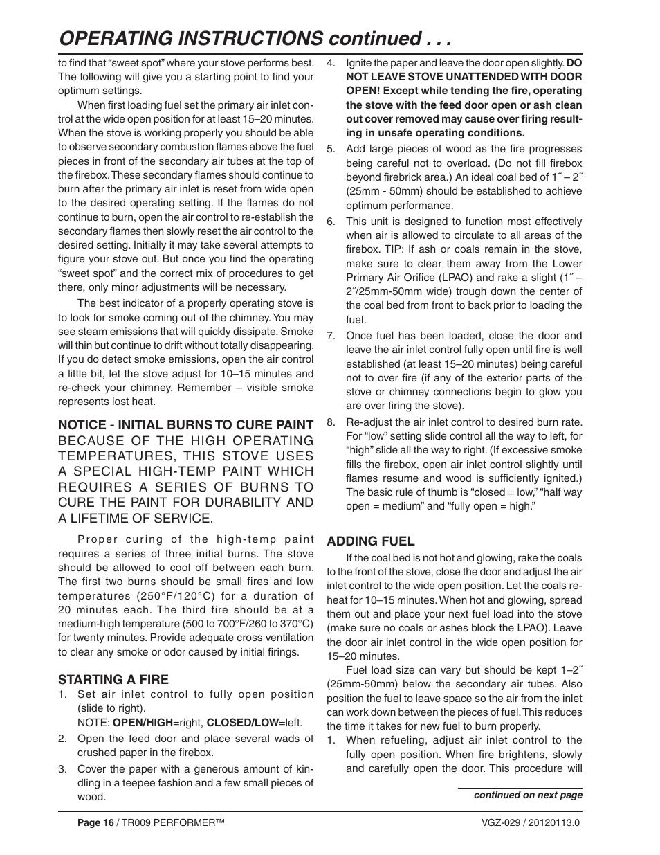 Operating instructions continued | Vogelzang TR009 User Manual | Page 16 / 24