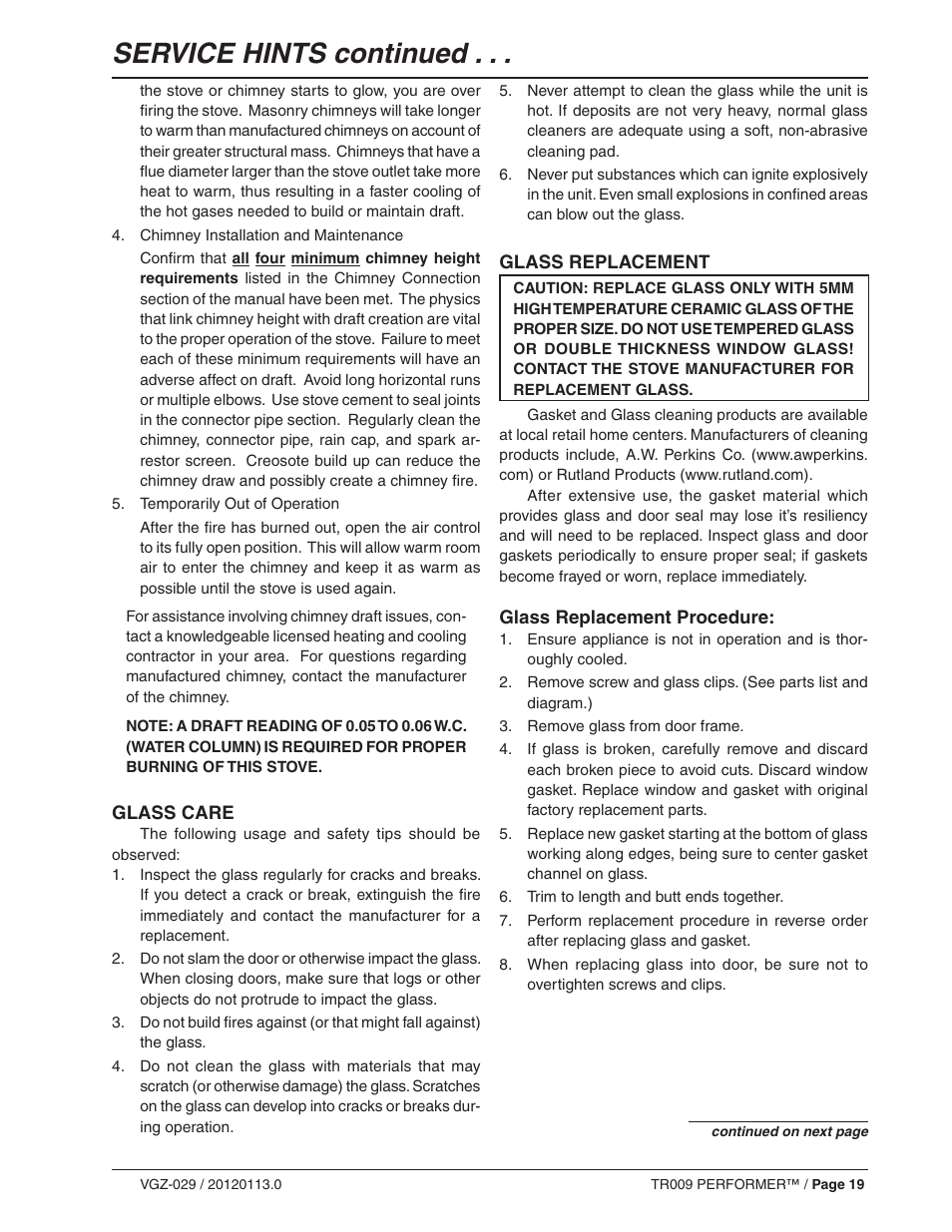 Service hints continued | Vogelzang TR009 User Manual | Page 19 / 24