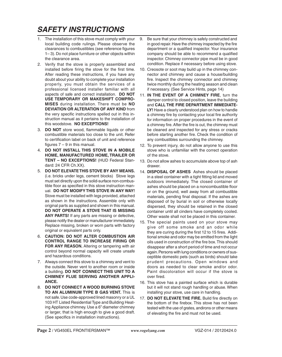 Safety instructions | Vogelzang VG450ELGB User Manual | Page 2 / 20