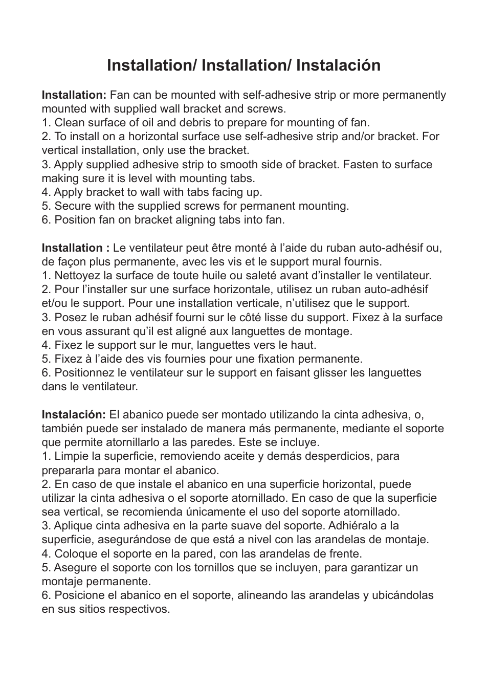 Installation/ installation/ instalación | Caframo 760CA-WBX User Manual | Page 3 / 6