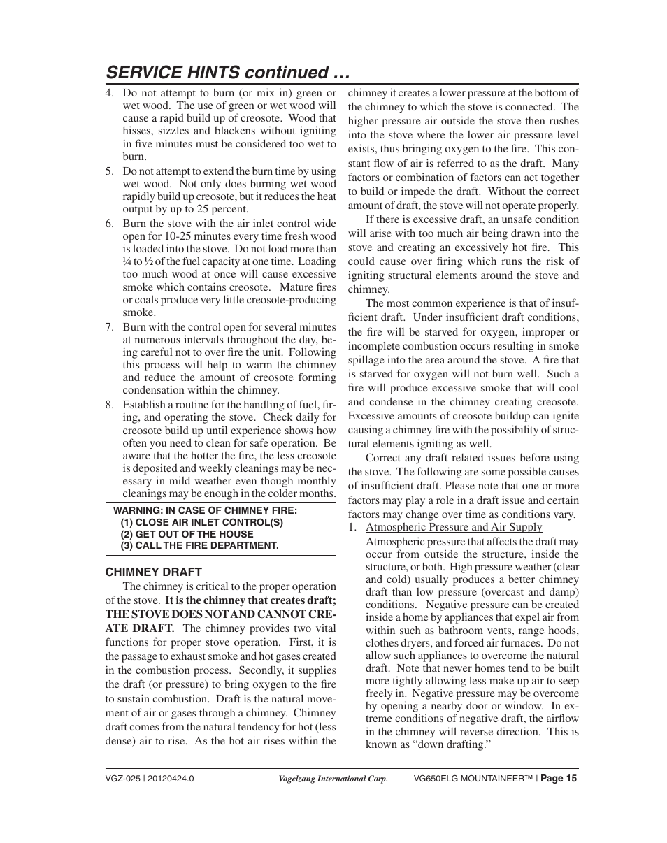 Service hints continued | Vogelzang VG650ELG User Manual | Page 15 / 22