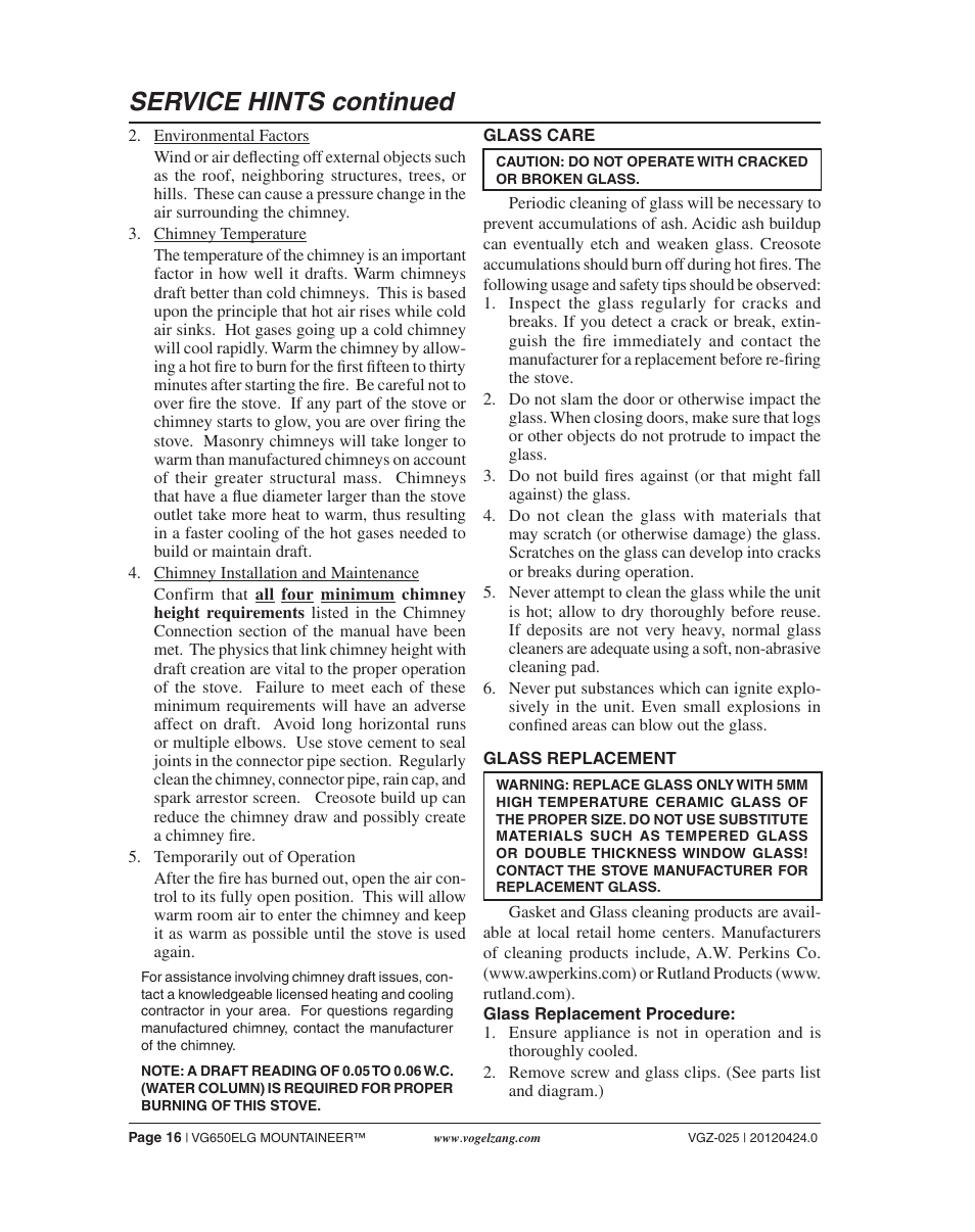Service hints continued | Vogelzang VG650ELG User Manual | Page 16 / 22