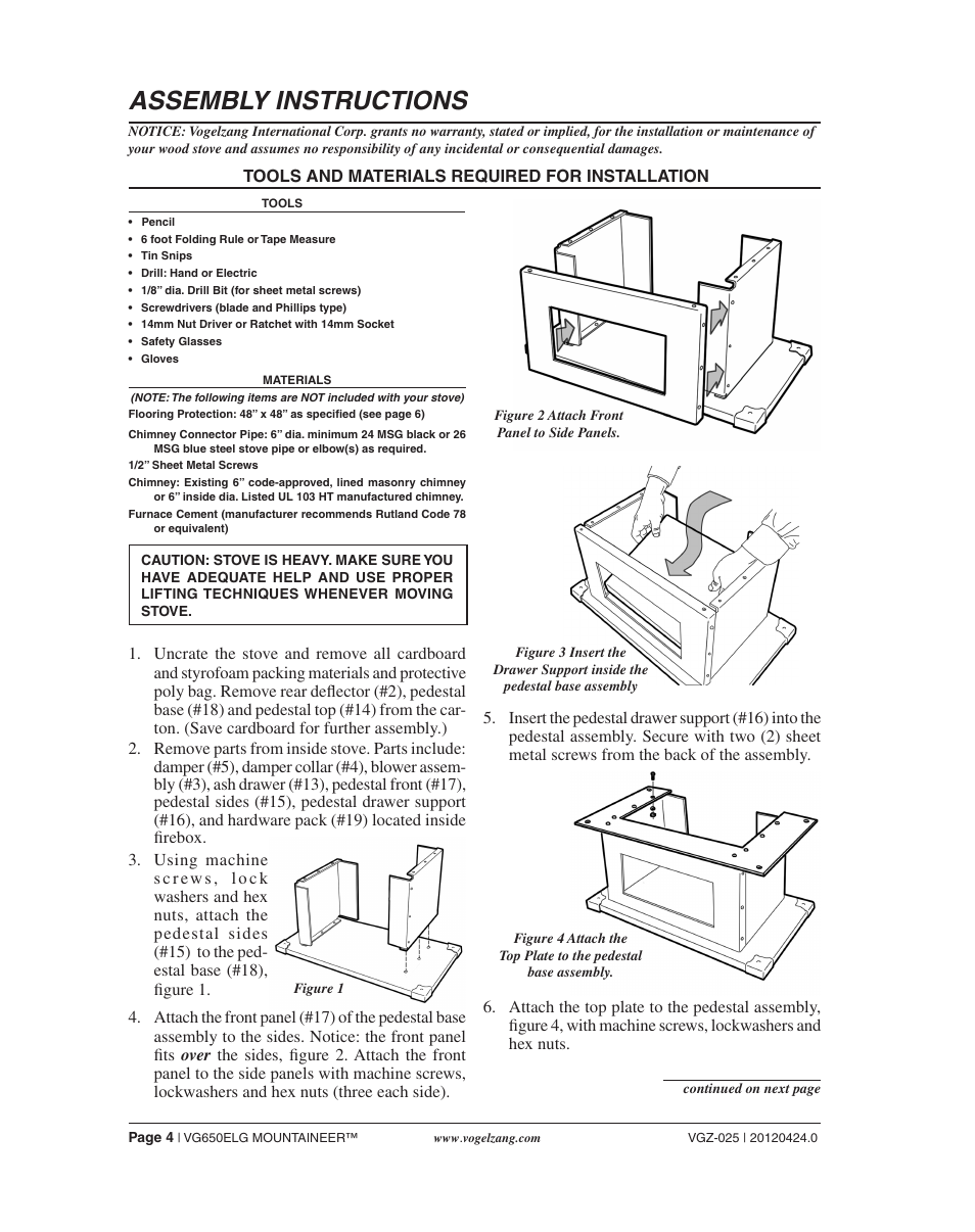 Assembly instructions | Vogelzang VG650ELG User Manual | Page 4 / 22