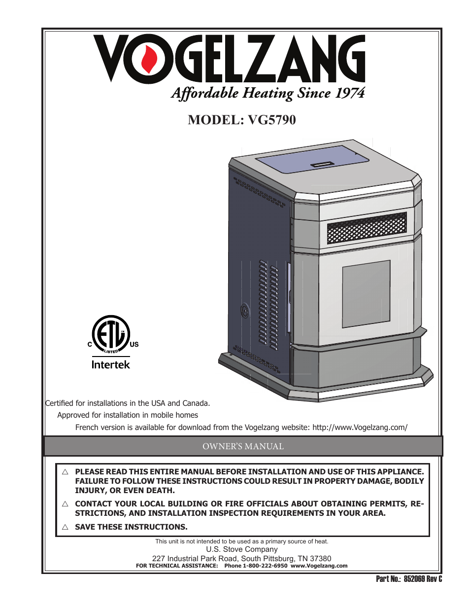 Vogelzang VG5790 User Manual | 28 pages
