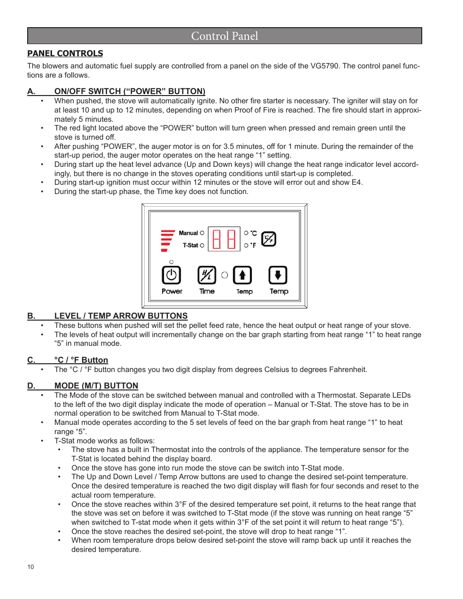Control panel | Vogelzang VG5790 User Manual | Page 10 / 28