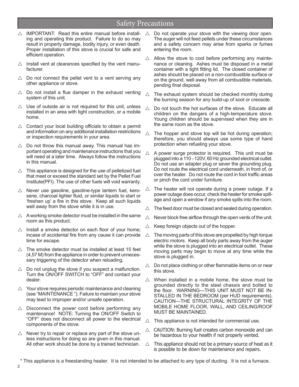 Safety precautions | Vogelzang VG5790 User Manual | Page 2 / 28