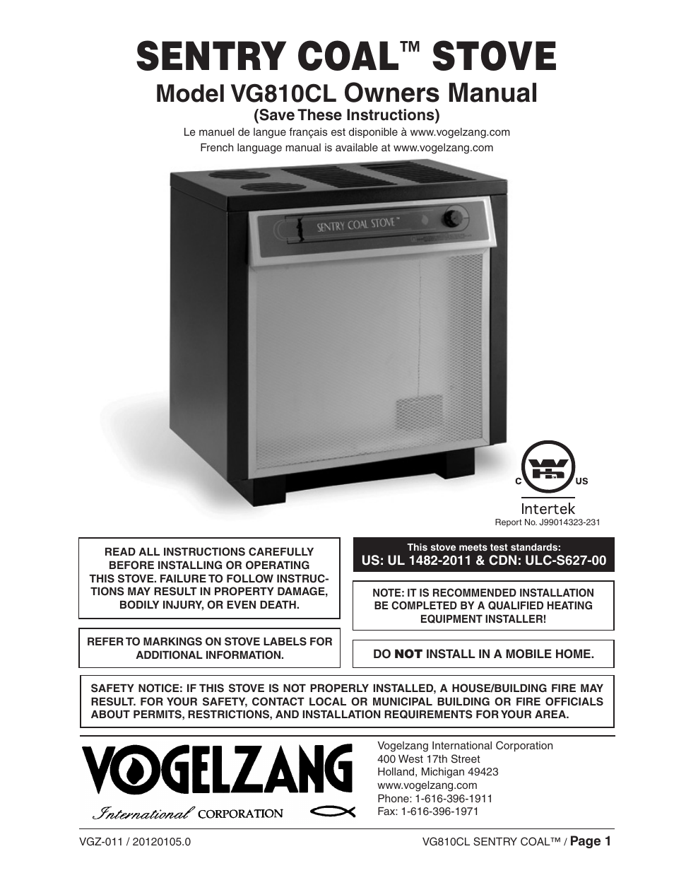 Vogelzang VG810CL User Manual | 22 pages