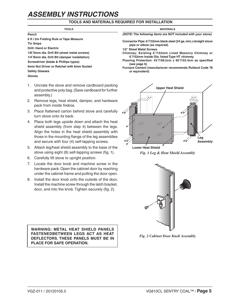 Assembly instructions, Page 5 | Vogelzang VG810CL User Manual | Page 5 / 22