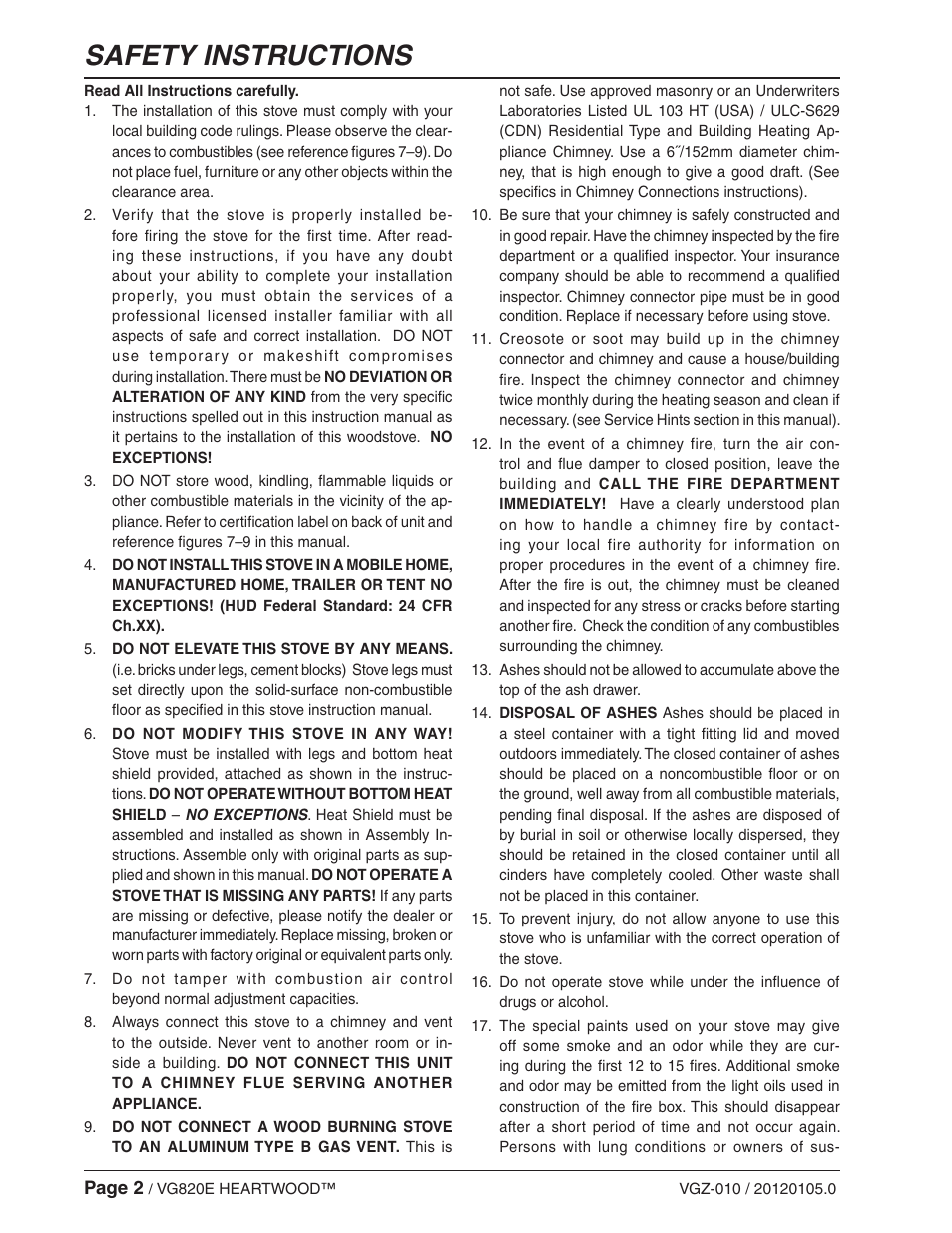 Safety instructions | Vogelzang VG820E User Manual | Page 2 / 20
