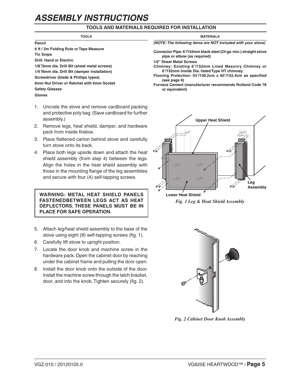 Assembly instructions, Page 5 | Vogelzang VG820E User Manual | Page 5 / 20