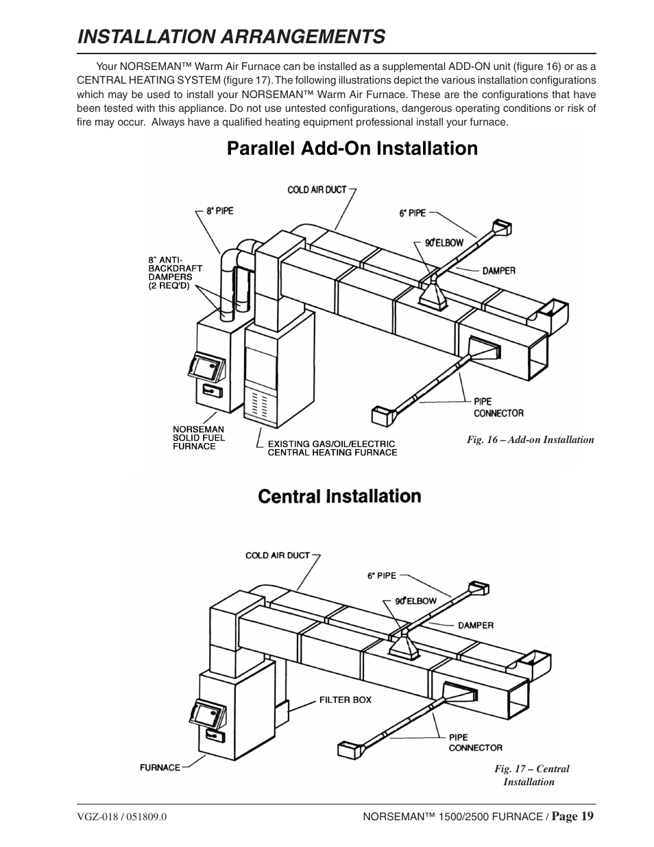 Installation arrangements | Vogelzang 2500 User Manual | Page 19 / 28