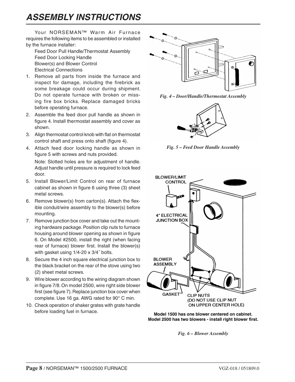 Assembly instructions | Vogelzang 2500 User Manual | Page 8 / 28