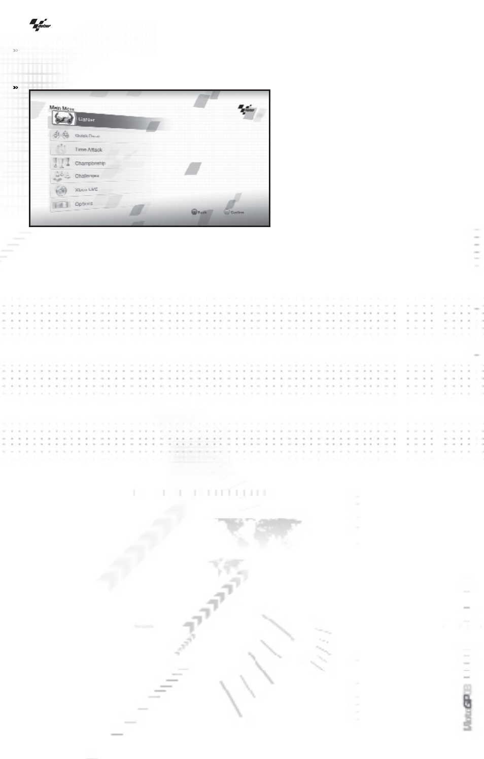 Main menu | Microsoft Xbox360 MotoGP08 User Manual | Page 9 / 28