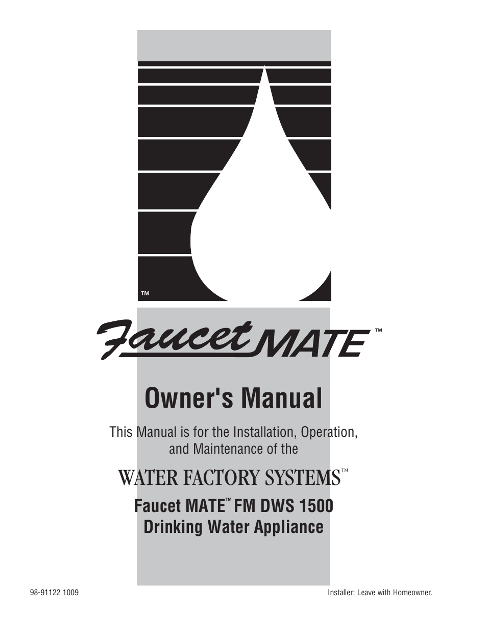 Water Factory Systems FM1500 Faucet User Manual | 10 pages