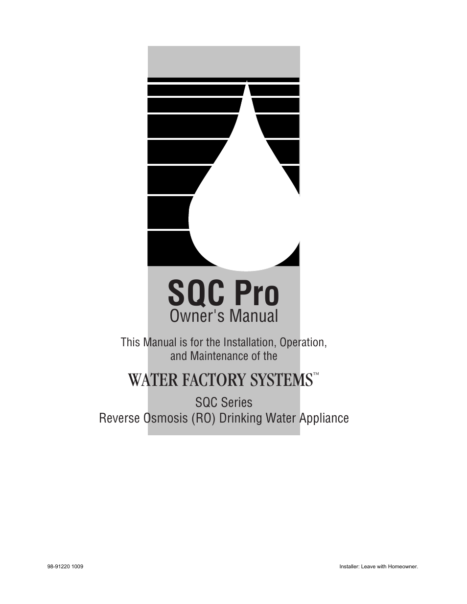 Water Factory Systems SQC Pro User Manual | 16 pages