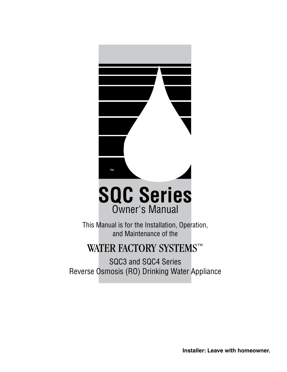 Water Factory Systems SQC 4 User Manual | 20 pages