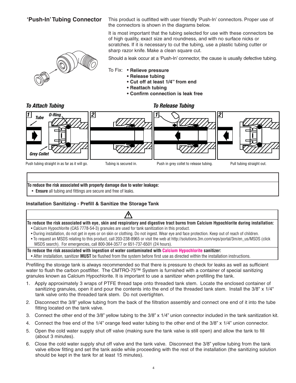 Warning, Caution | Water Factory Systems CMTRO-75 User Manual | Page 5 / 8