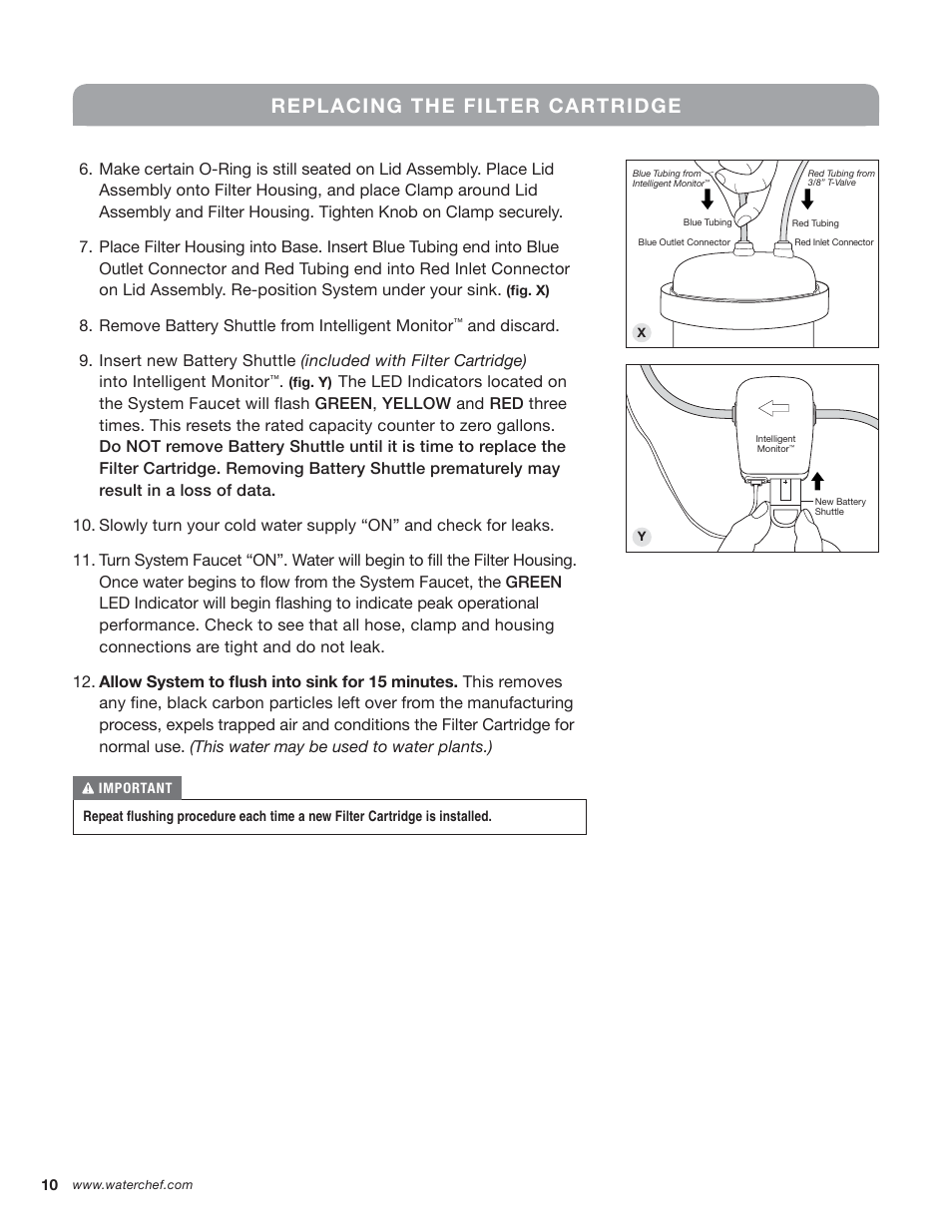 Replacing the filter cartridge | WaterChef U9000 User Manual | Page 12 / 16