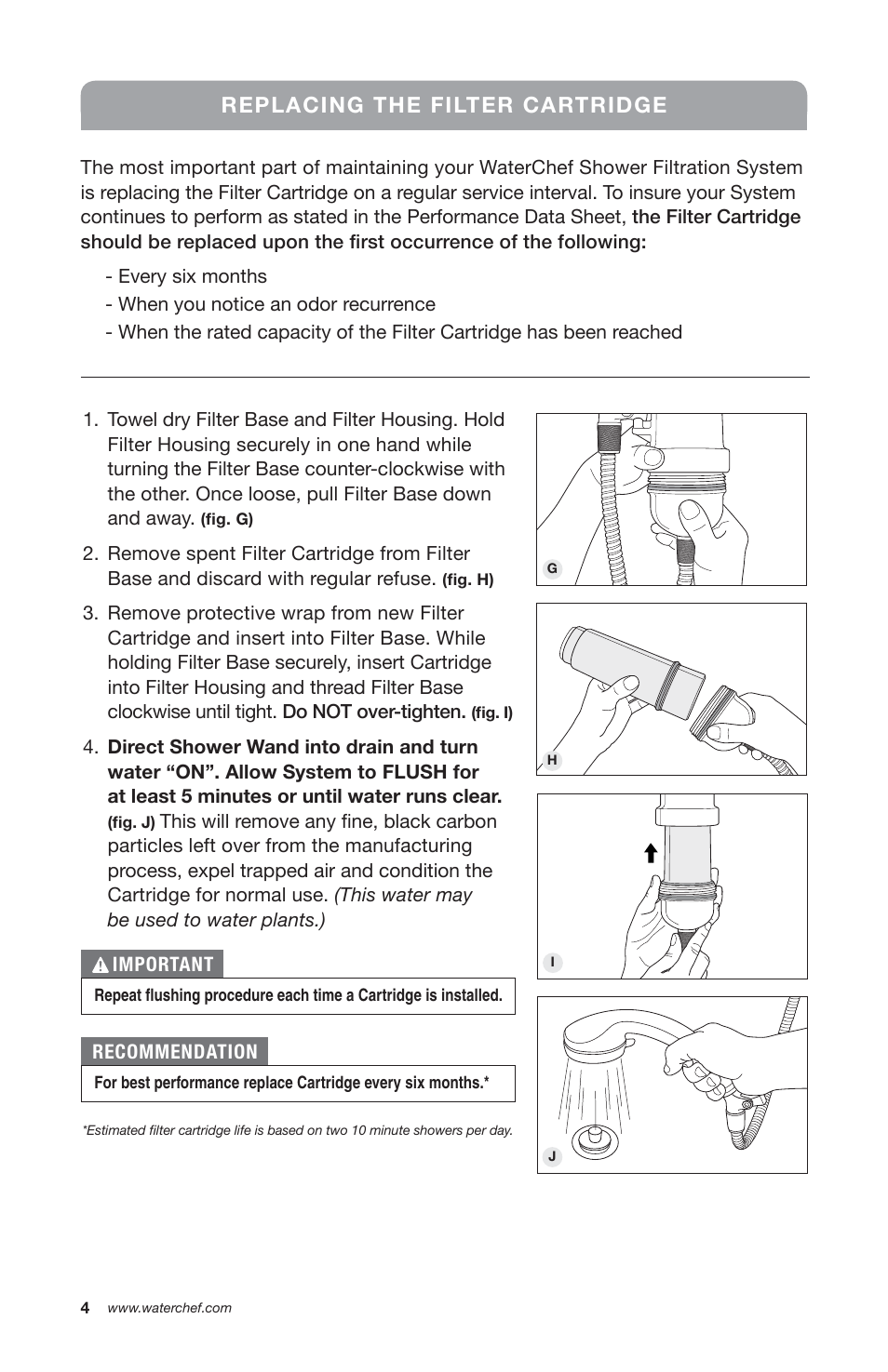 Replacing the filter cartridge | WaterChef SF-7C User Manual | Page 6 / 8