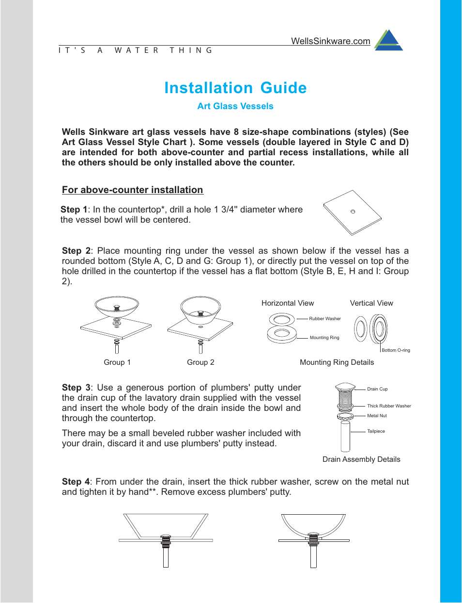 Wells Sinkware V201 User Manual | 2 pages