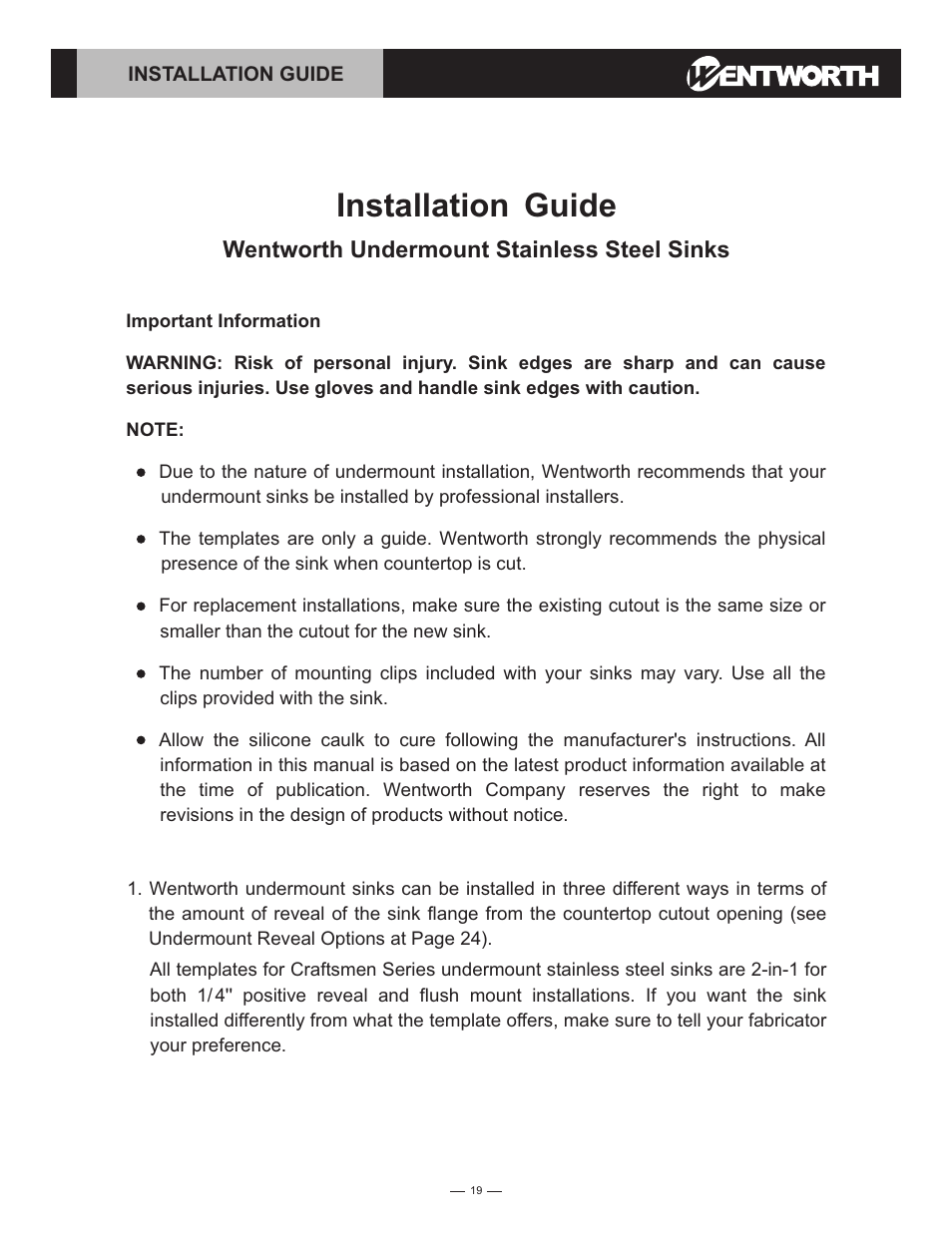 Wells Sinkware CMU2318-9-16 User Manual | 2 pages