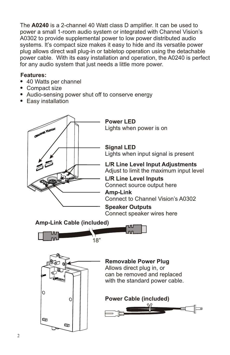 Channel Vision A0240 User Manual | Page 2 / 8