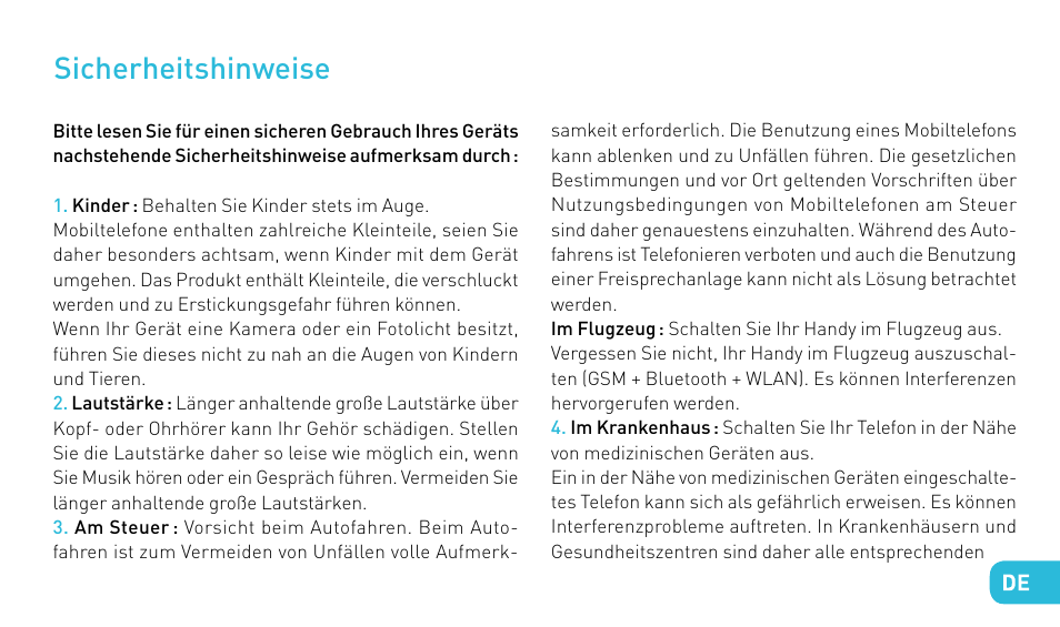Sicherheitshinweise | Wiko STAIRWAY User Manual | Page 127 / 180