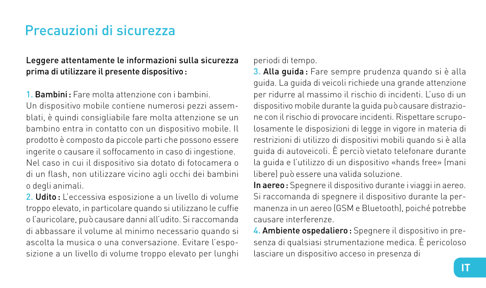 Precauzioni di sicurezza | Wiko STAIRWAY User Manual | Page 61 / 180