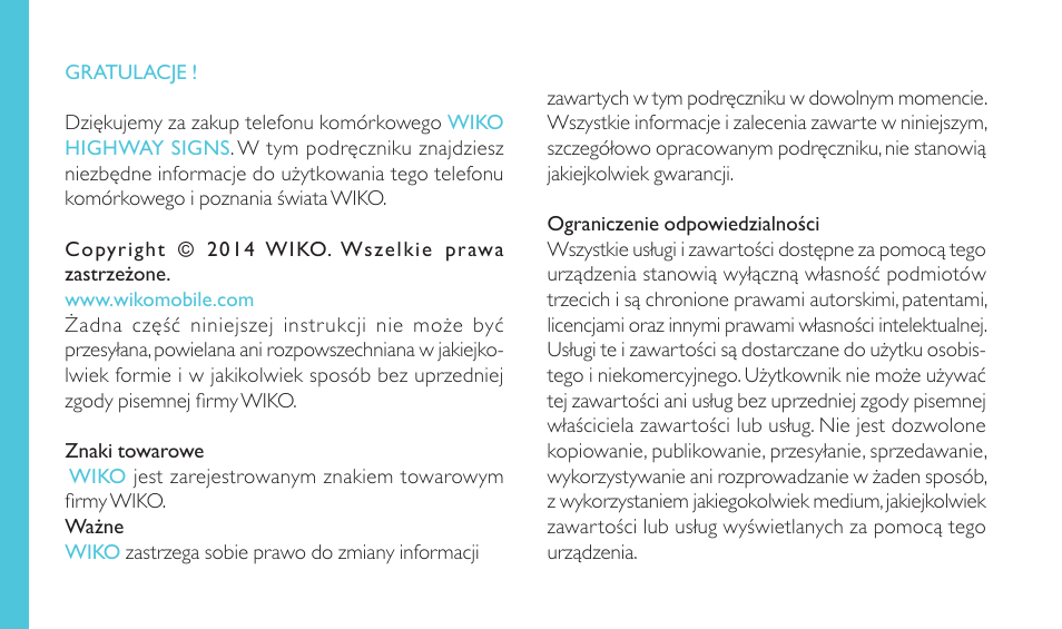 Wiko HIGHWAY SIGNS User Manual | Page 194 / 218