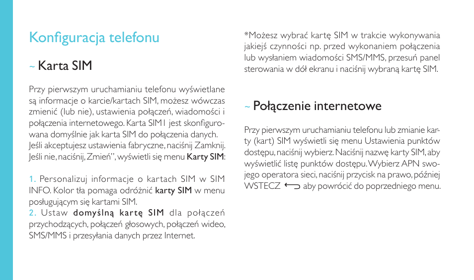Konfiguracja telefonu | Wiko HIGHWAY SIGNS User Manual | Page 202 / 218