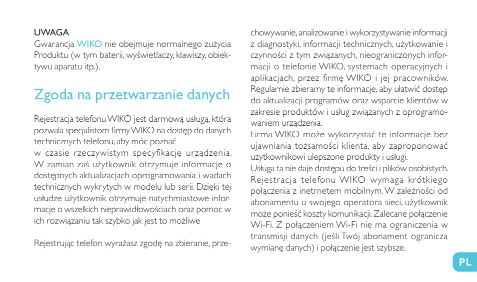 Zgoda na przetwarzanie danych | Wiko HIGHWAY SIGNS User Manual | Page 213 / 218