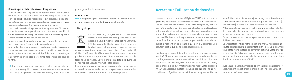 Accord sur l’utilisation de données | Wiko DARKSIDE User Manual | Page 12 / 97
