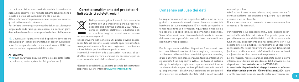 Consenso sull’uso dei dati | Wiko DARKSIDE User Manual | Page 36 / 97