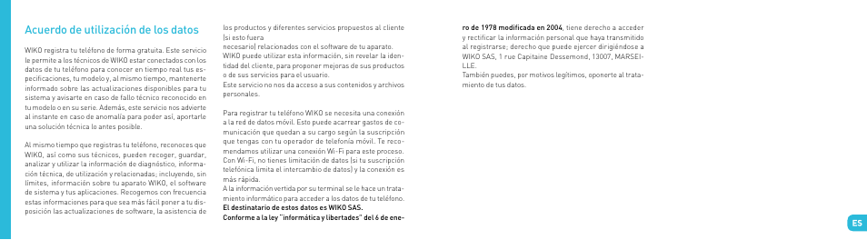 Acuerdo de utilización de los datos | Wiko DARKSIDE User Manual | Page 48 / 97