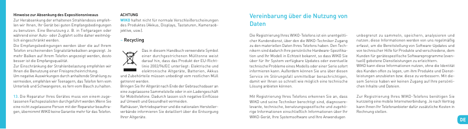 Vereinbarung über die nutzung von daten | Wiko DARKSIDE User Manual | Page 72 / 97