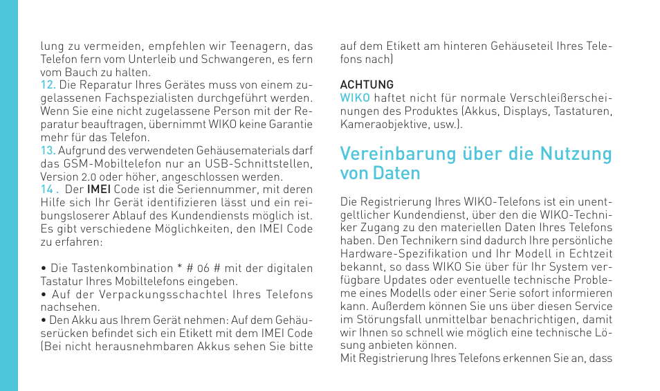 Vereinbarung über die nutzung von daten | Wiko SLIDE User Manual | Page 154 / 210