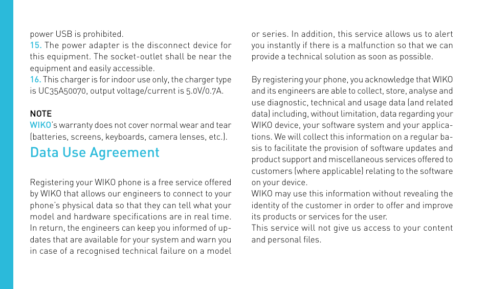 Data use agreement | Wiko FIZZ User Manual | Page 50 / 210