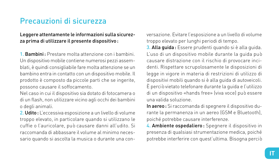Precauzioni di sicurezza | Wiko FIZZ User Manual | Page 71 / 210