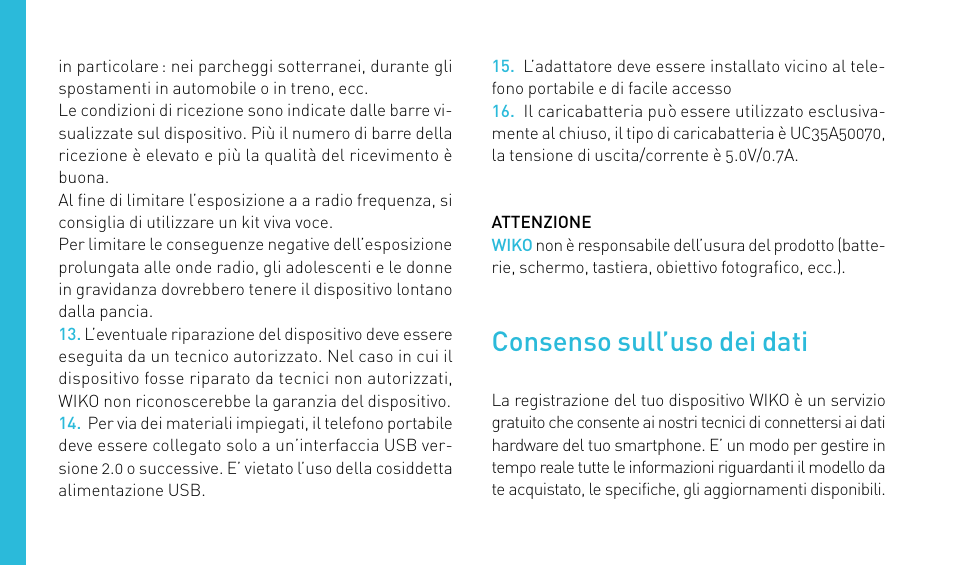 Consenso sull’uso dei dati | Wiko FIZZ User Manual | Page 76 / 210
