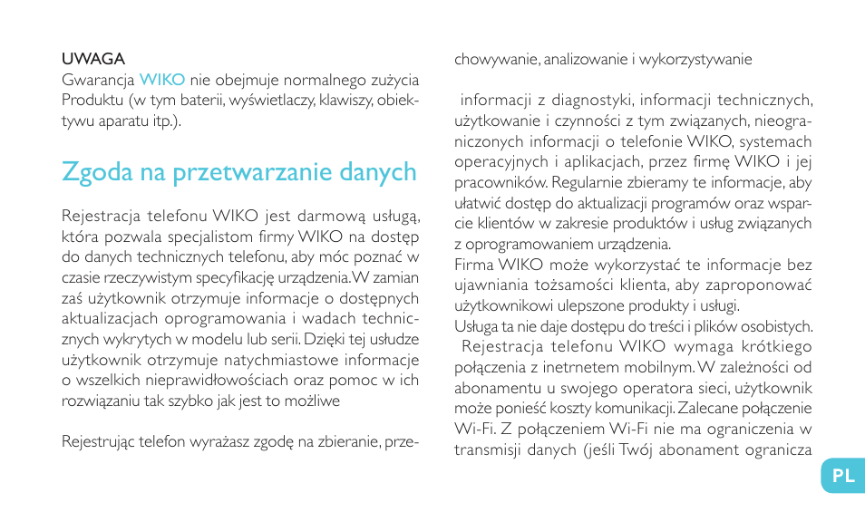 Zgoda na przetwarzanie danych | Wiko GOA User Manual | Page 231 / 235