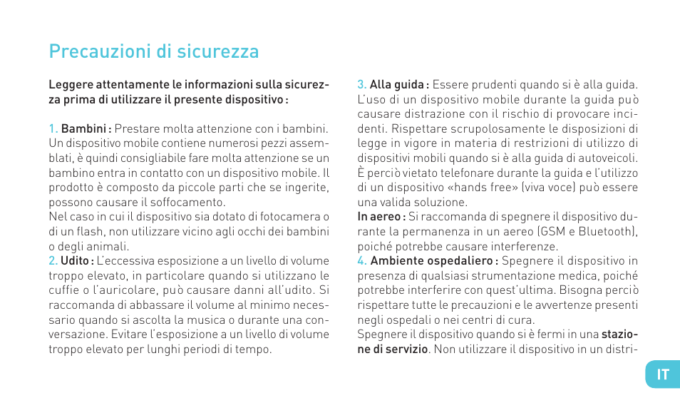 Precauzioni di sicurezza | Wiko GOA User Manual | Page 71 / 235