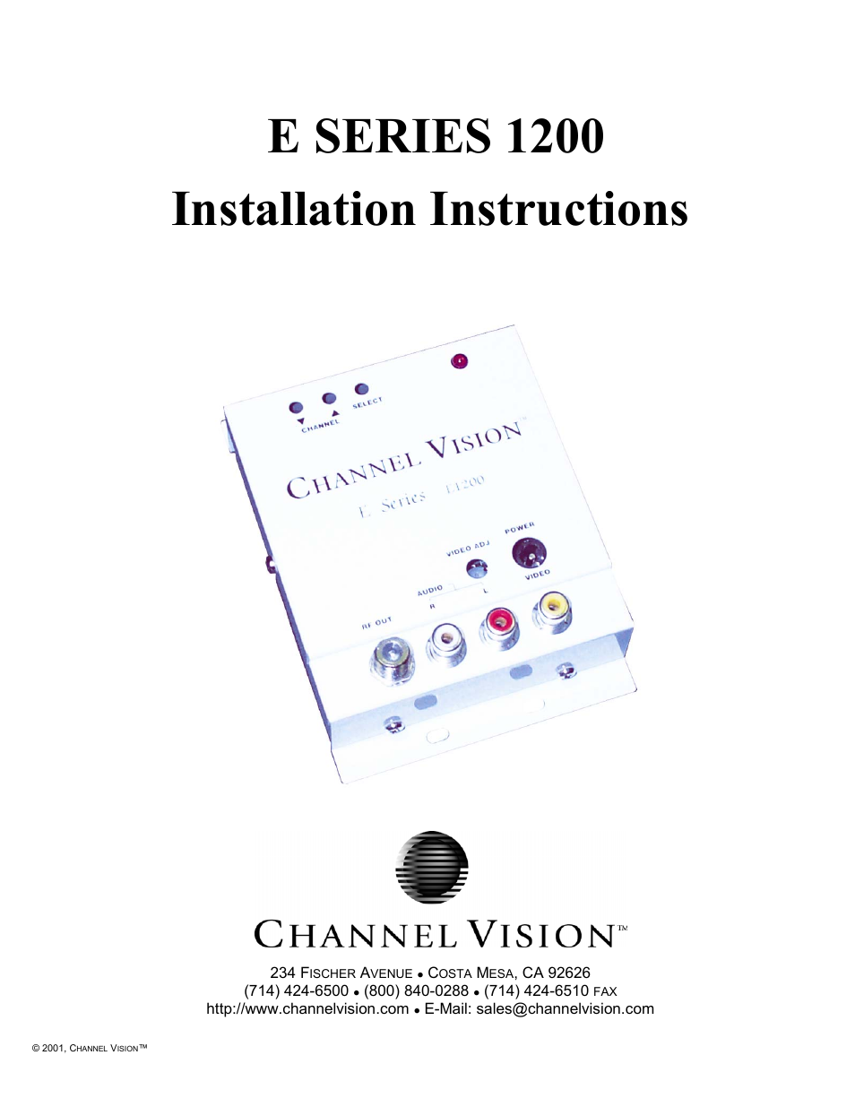 Channel Vision Digital RF Modulator E-1200 User Manual | 6 pages