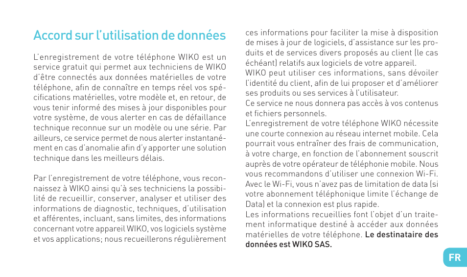 Accord sur l’utilisation de données | Wiko BARRY User Manual | Page 23 / 194