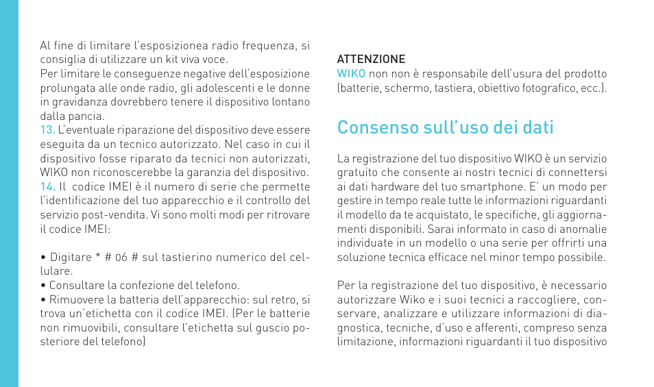 Consenso sull’uso dei dati | Wiko BARRY User Manual | Page 70 / 194